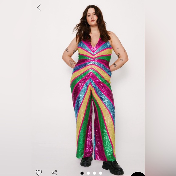 Nasty Gal Pants - BNWT Nasty Gal Sequenced Colorblock Wide Leg Jumpsuit